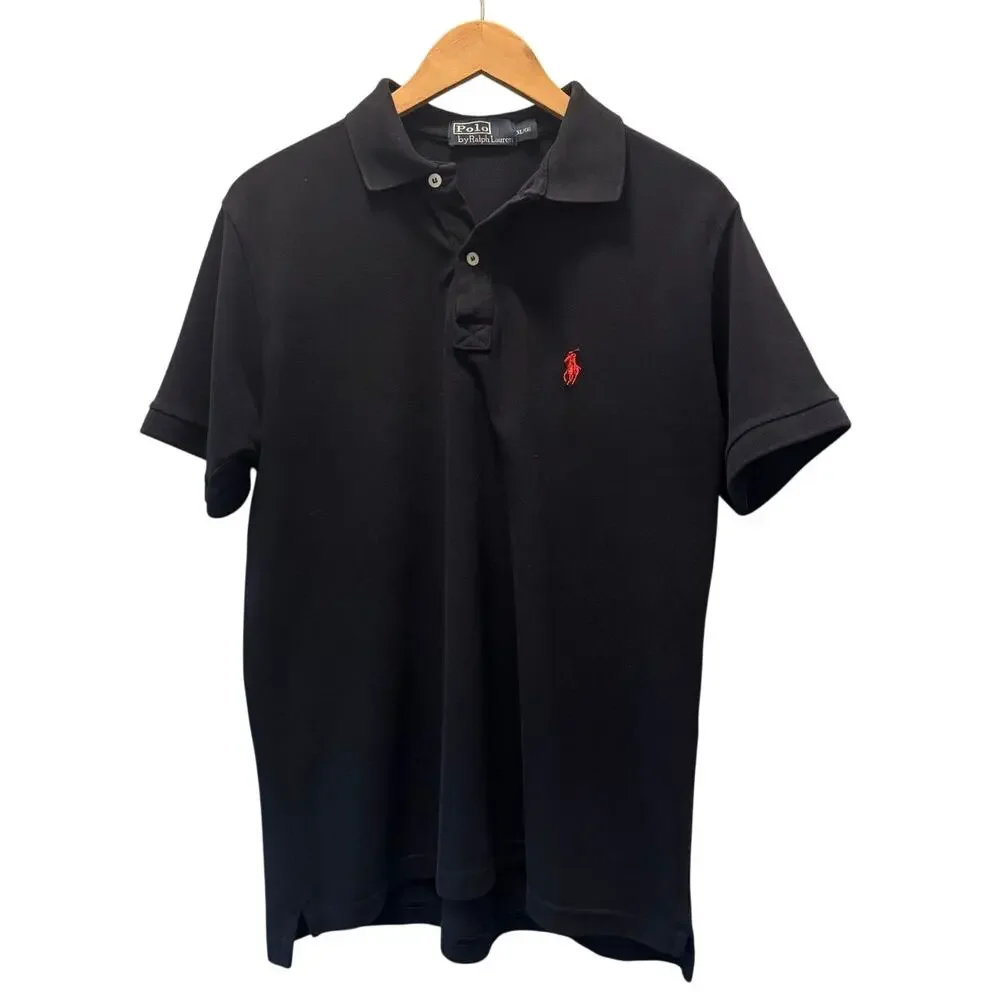 Polo by Ralph Lauren Men's Polo Shirt NAVY BLUE Cotton Classic Red PONY USA XL